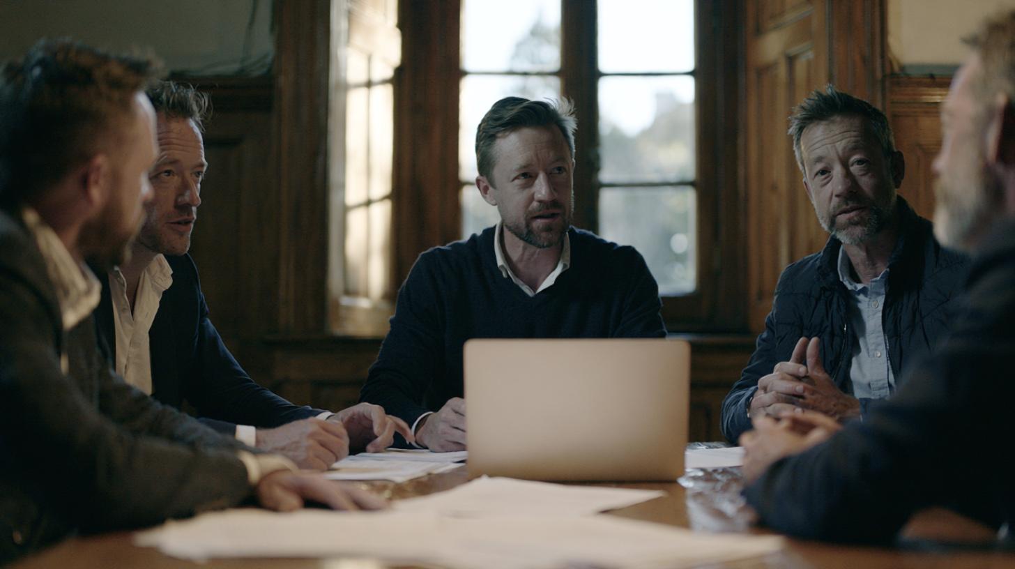 A diverse advisory team in discussion around a table